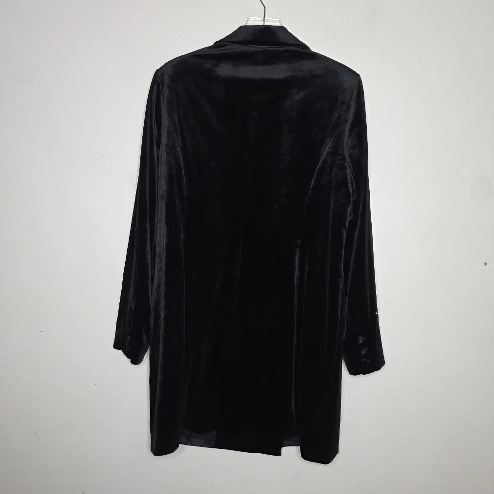 Good American Exec Double-breasted Velvet Mini Dress In Black Tuxedo dress 2X - Picture 8 of 11